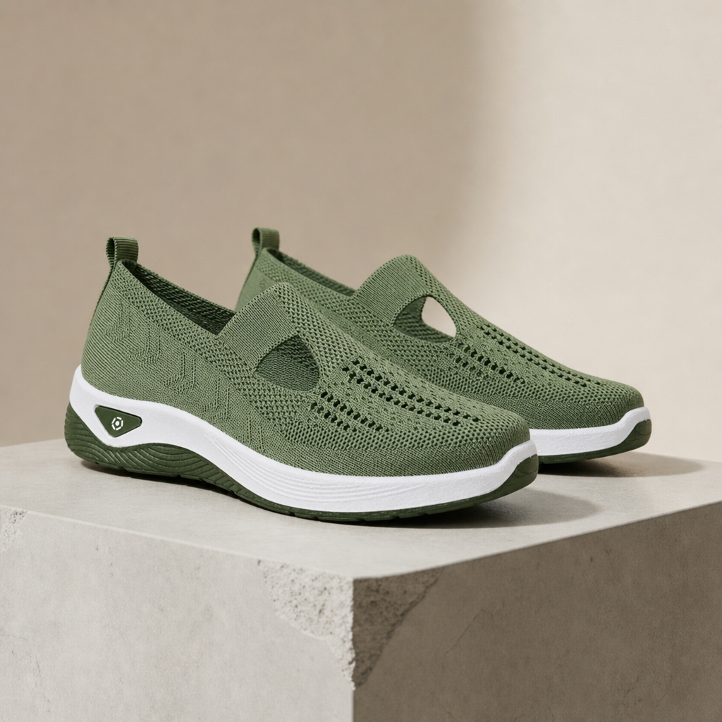 Mantova Orthopedic Knit Sneakers in Army Green