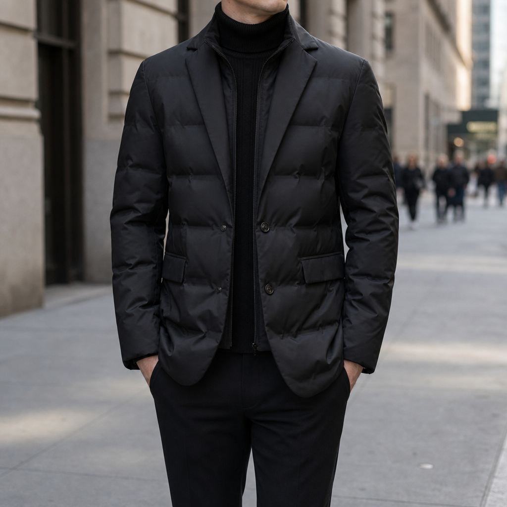 Arezzo Quilted Puffer Blazer in Black