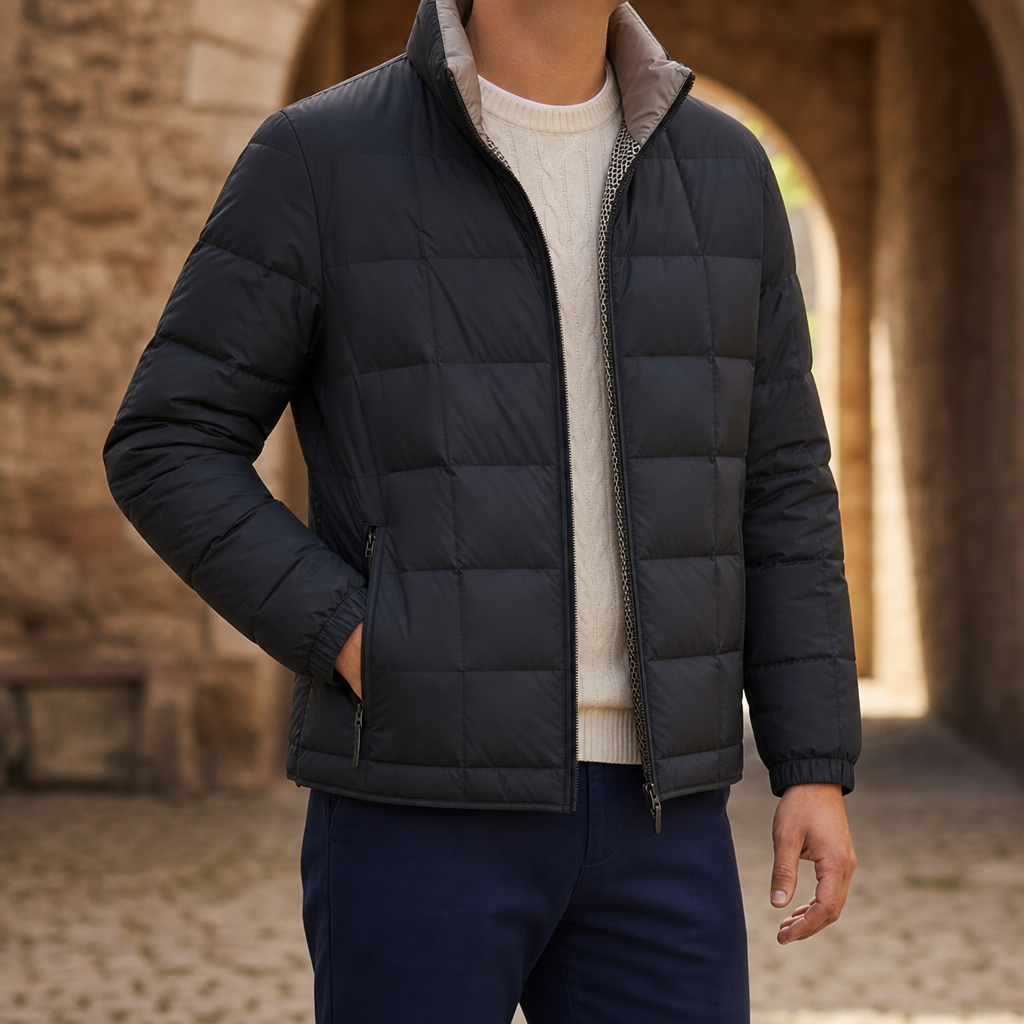 Porquerolles Quilted Down Puffer Jacket in Black