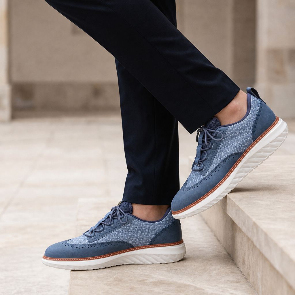 Vence Leather Oxford Sneakers in Blue