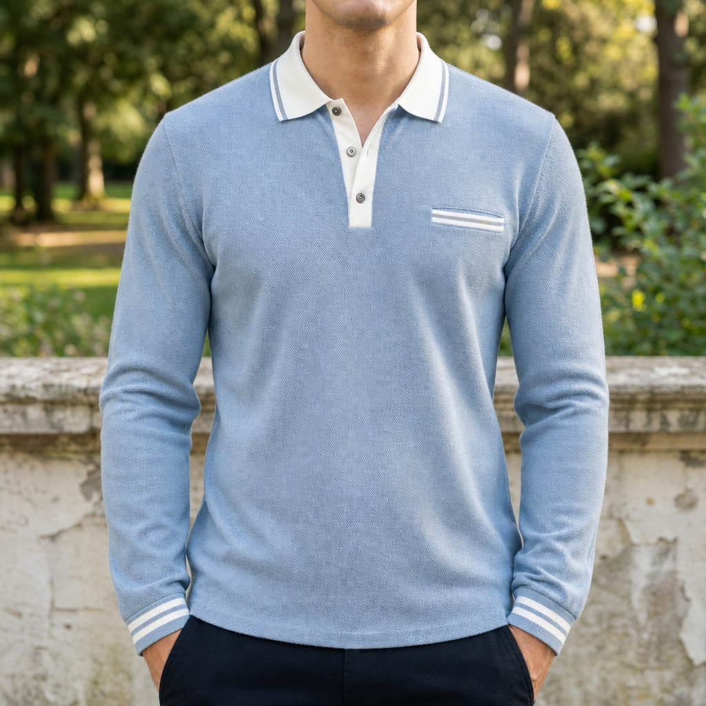 Paxos Contrast Trim Polo Shirt in Blue