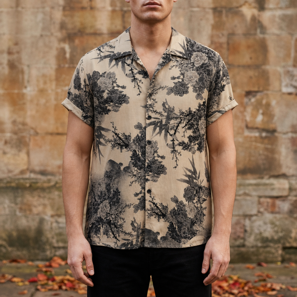 Caceres Floral Print Shirt in Brown