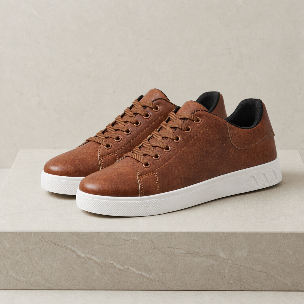 Kakopetria Leather Casual Sneakers in Brown