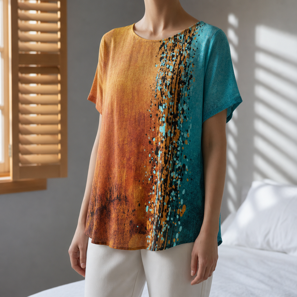 Kyrenia Colorblock Splicing Blouse in Multicolor