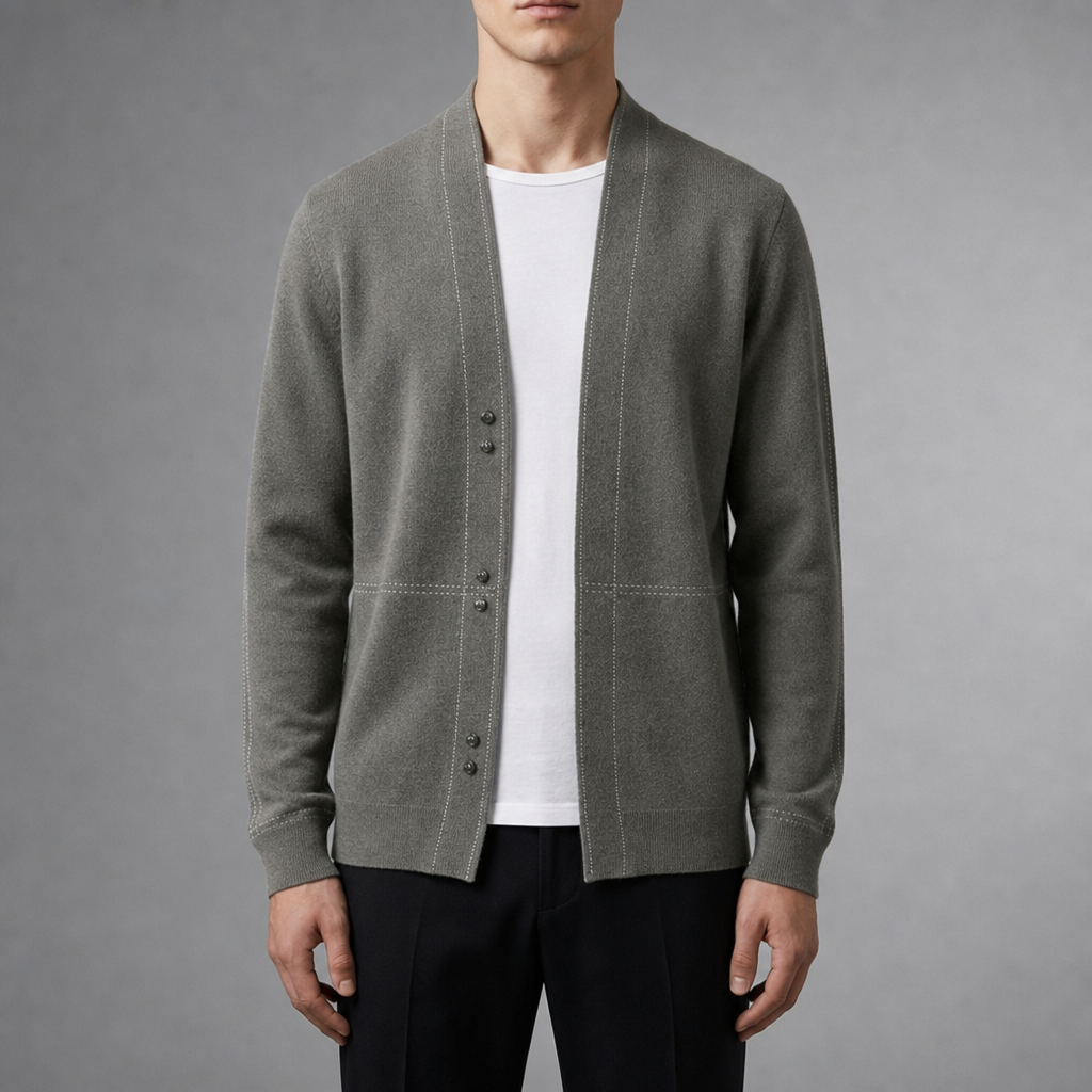 Padova Wool Knit Cardigan in Smoky Olive Grey