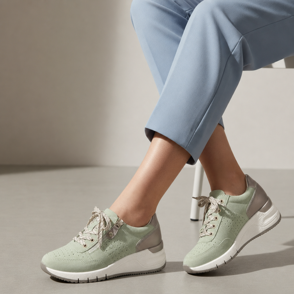 Lerici Orthopedic Wedge Sneakers in Mint Green