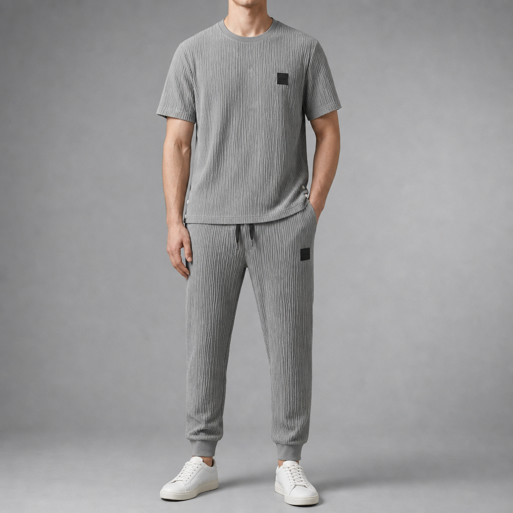 Spetses Textured Ice Silk Set in Gray