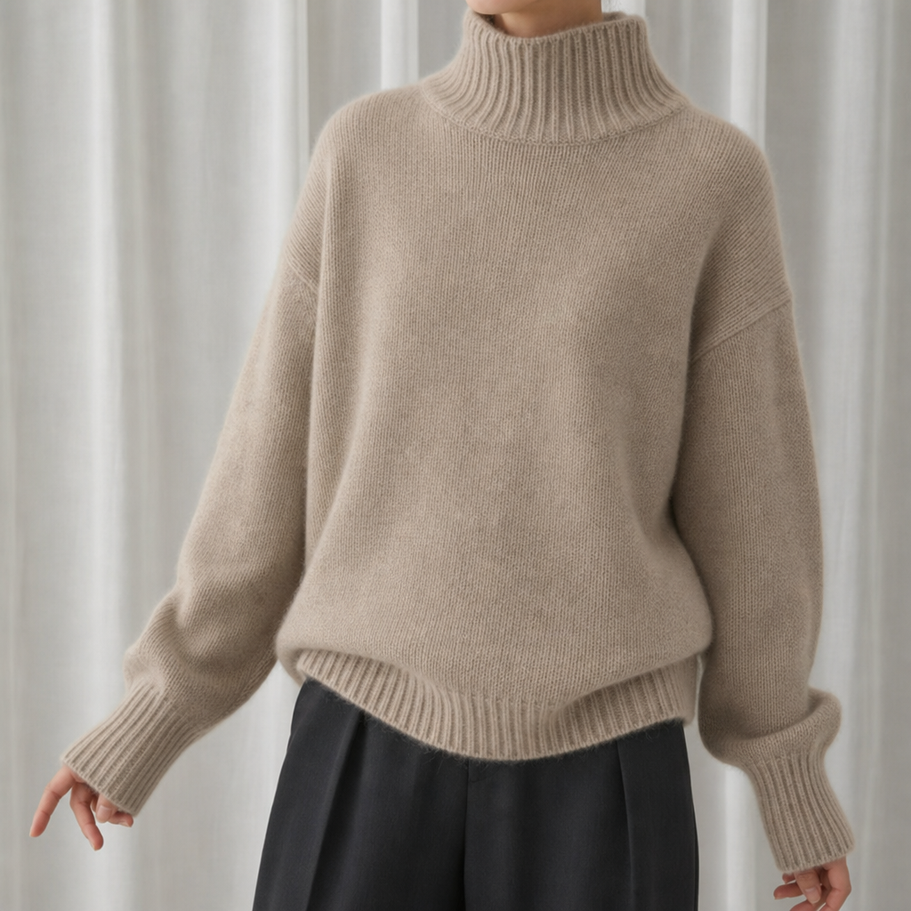 Gordes Cashmere Turtleneck Sweater in Khaki