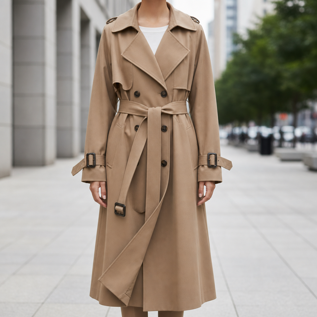 Hydra Belted Trench Coat in Khaki