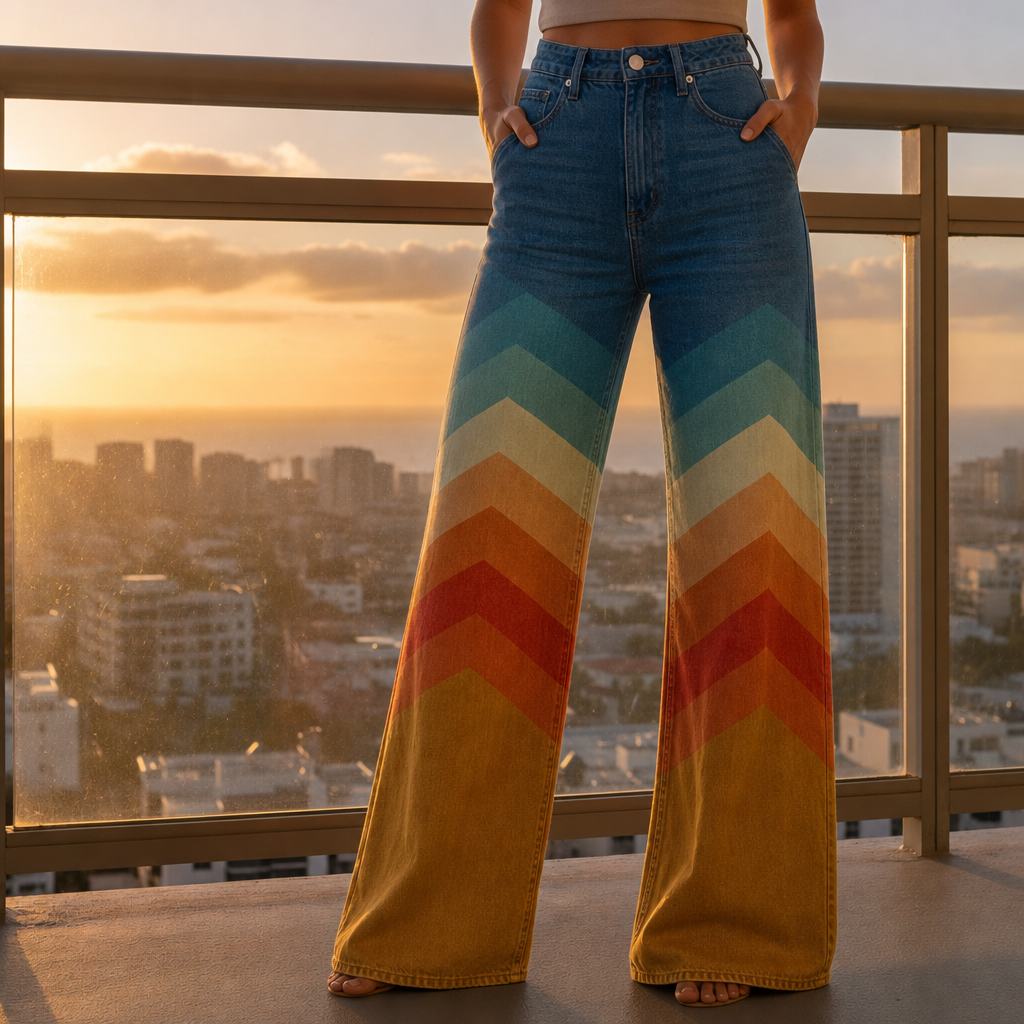 Avignon Chevron Wide-Leg Pants in Multicolor