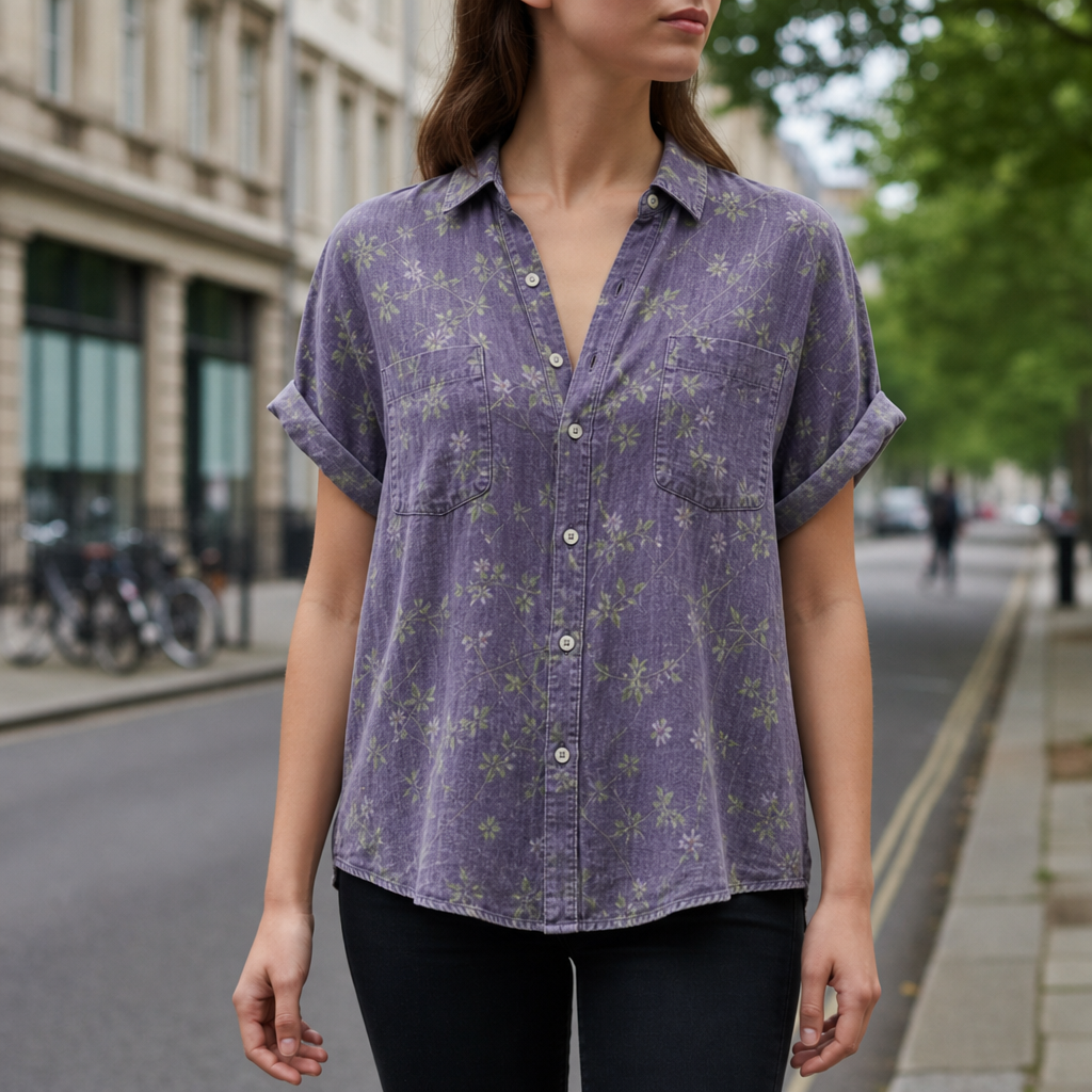 Santa Margherita Floral Vintage Blouse in Purple