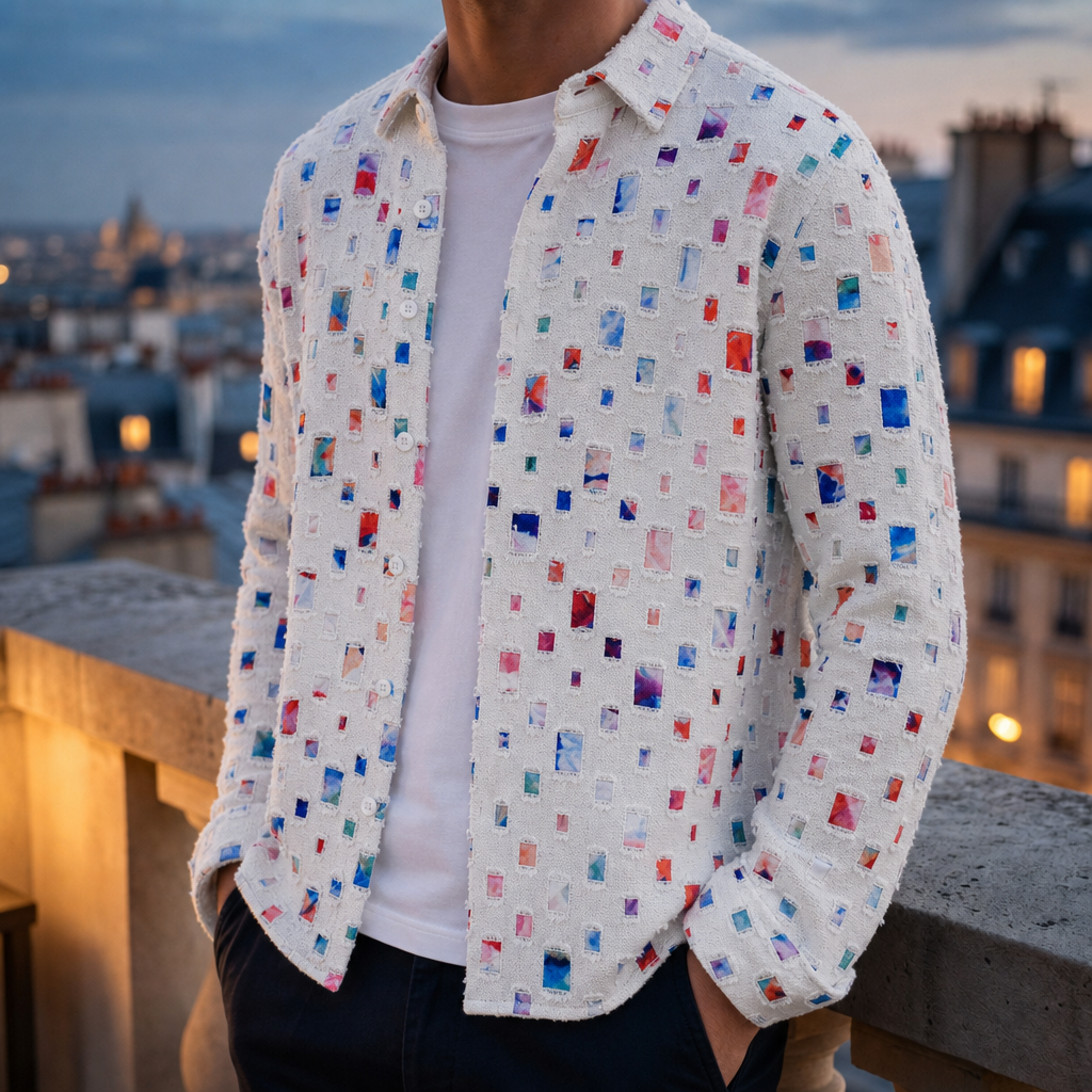 Sorrento Mosaic Print Shirt in White