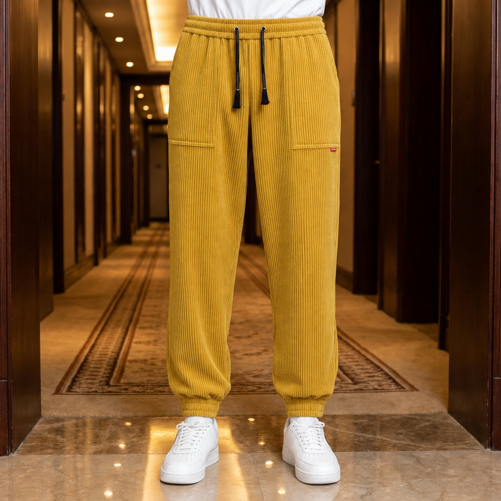Tarifa Corduroy Jogger Pants in Yellow