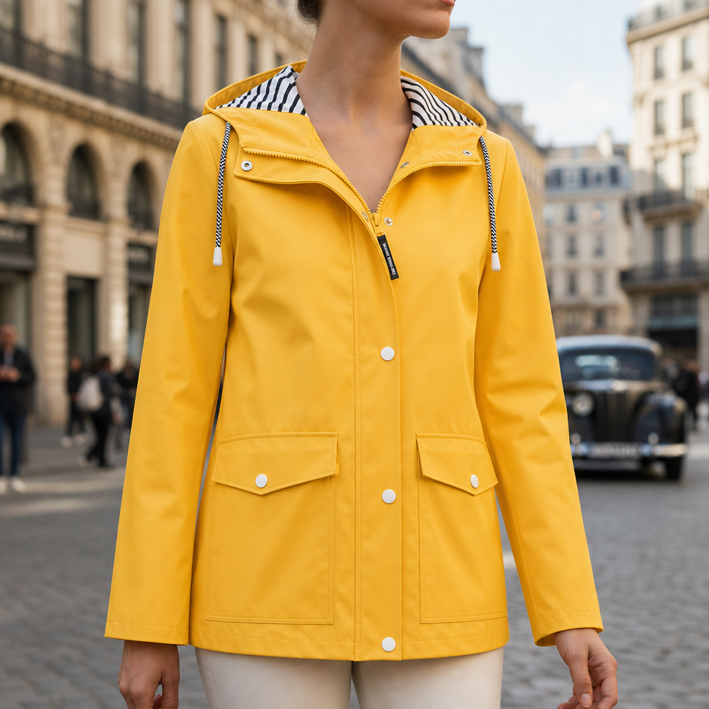 Leros Hooded Waterproof Rain Jacket in Yellow