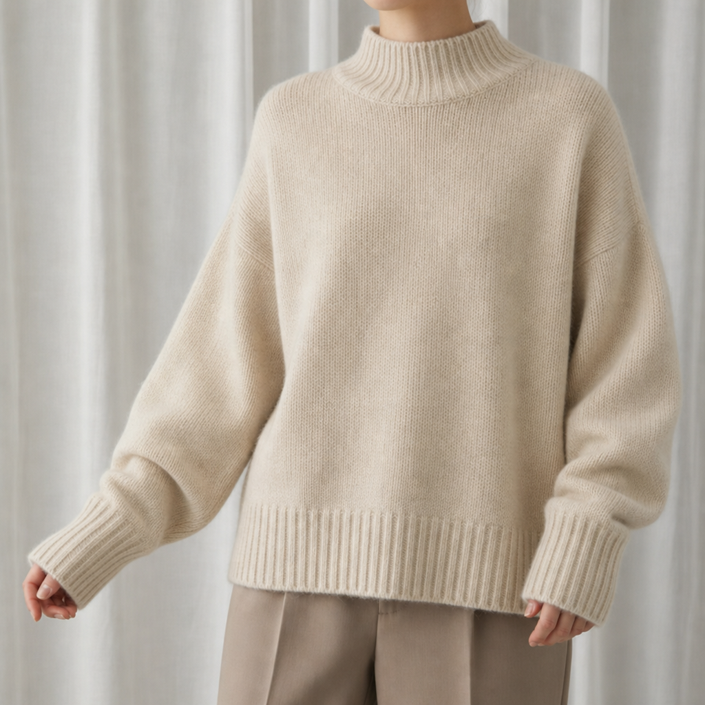 Gordes Cashmere Turtleneck Sweater in Ivory Cream