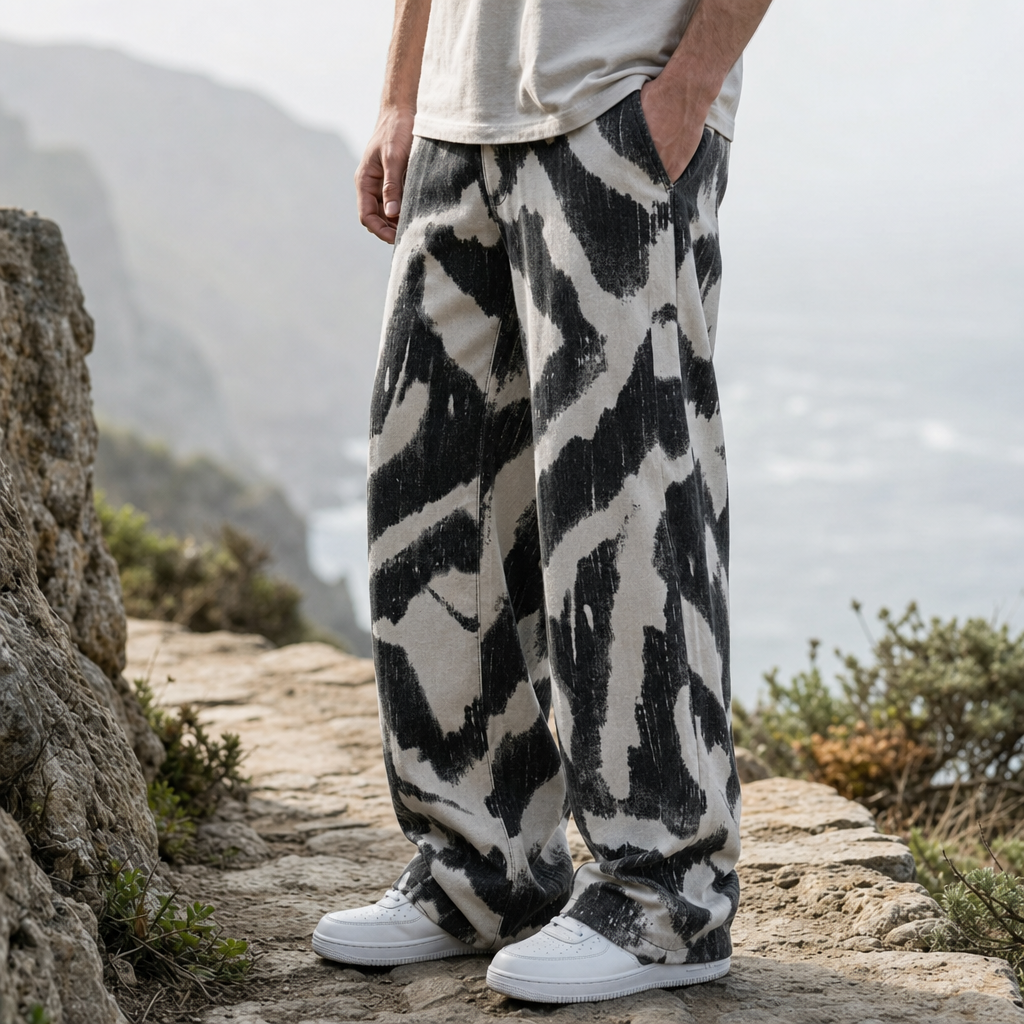 Nimes Cloud Print Painter Pants in Black