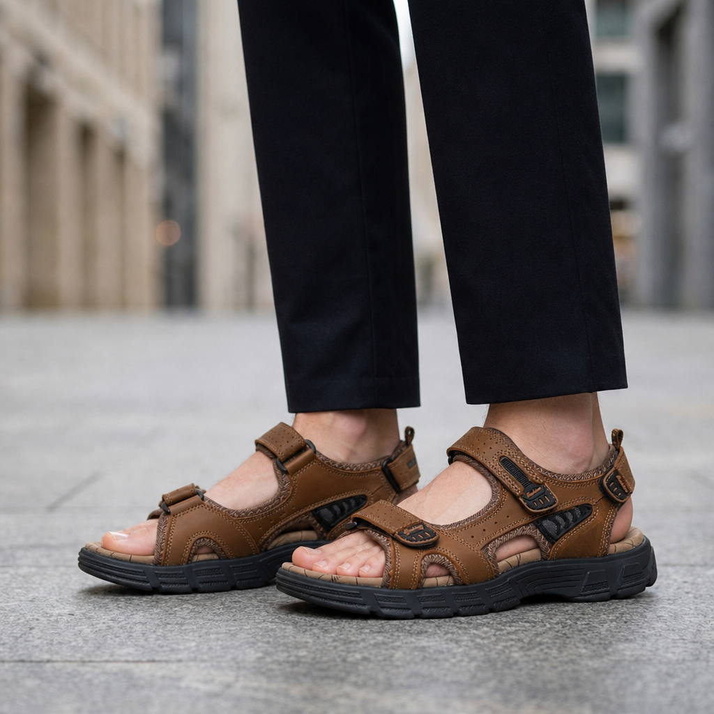 Porquerolles Adjustable Strap Sport Sandals in Brown