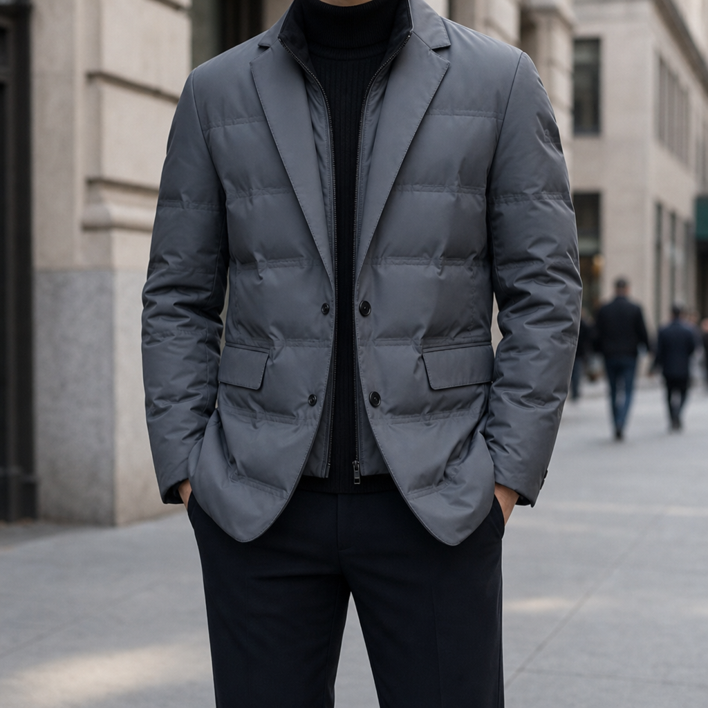 Arezzo Quilted Puffer Blazer in Gray