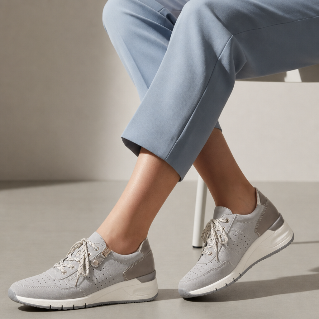 Lerici Orthopedic Wedge Sneakers in Gray