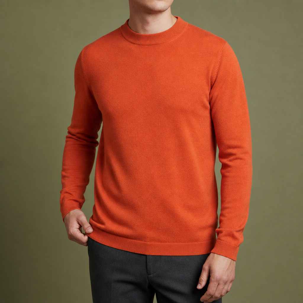Merida Mock Neck Cashmere Sweater in Orange