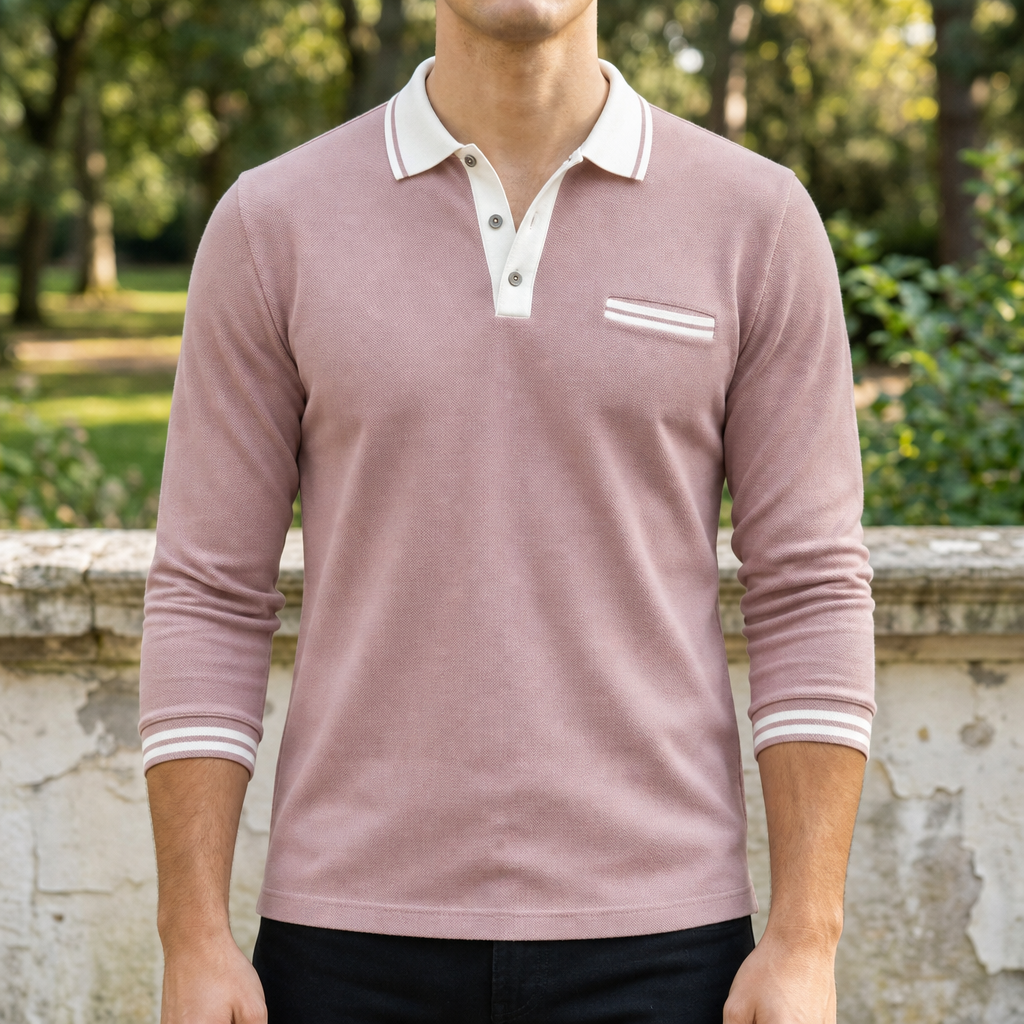 Paxos Contrast Trim Polo Shirt in Pink