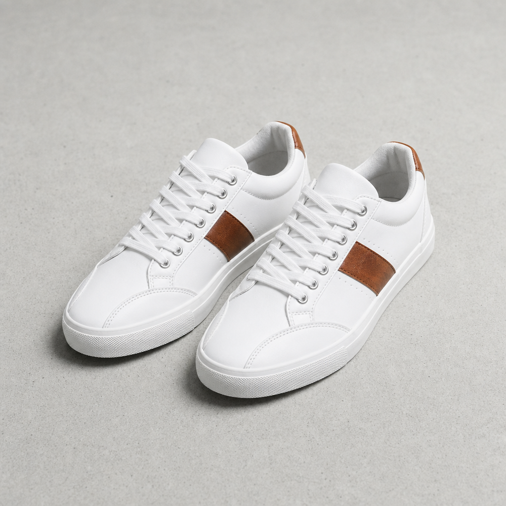 Denia White Leather Sneakers in White