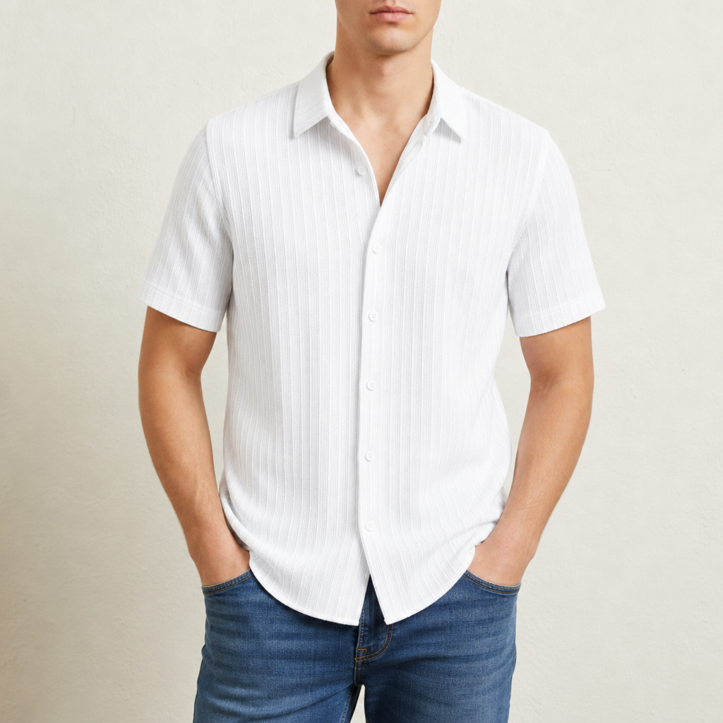 Sitia Striped Short Sleeve Shirt in White