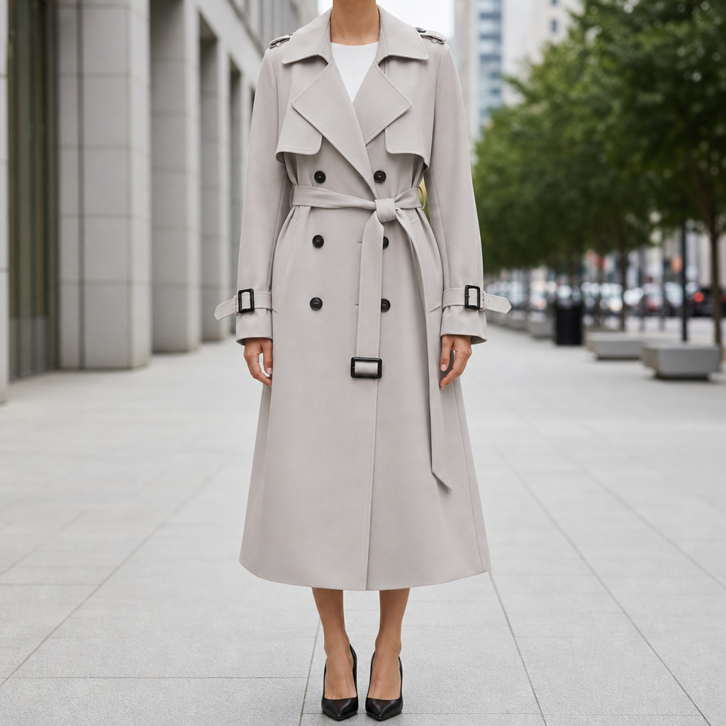 Hydra Belted Trench Coat in Beige