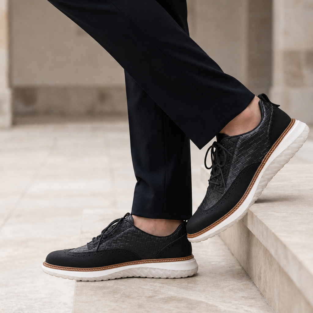 Vence Leather Oxford Sneakers in Black