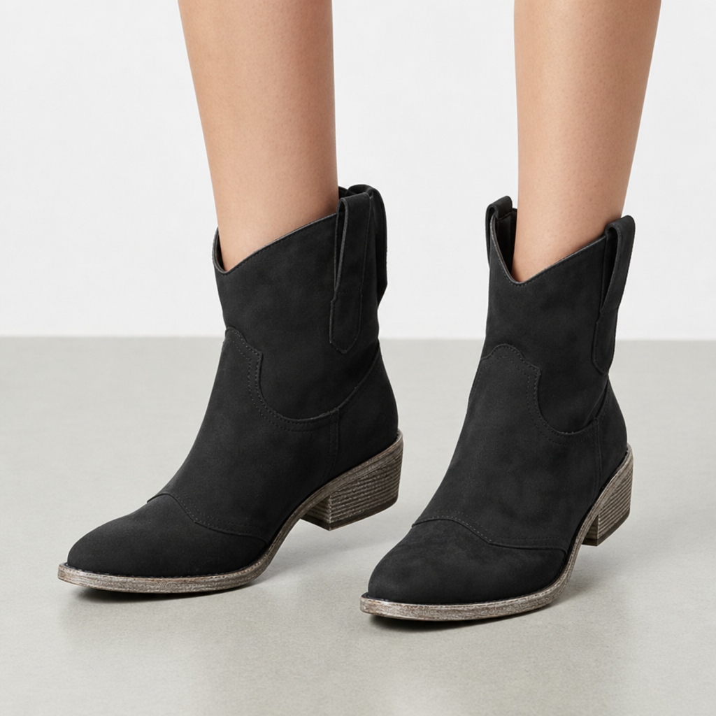 Maratea Vintage Western Booties in Black