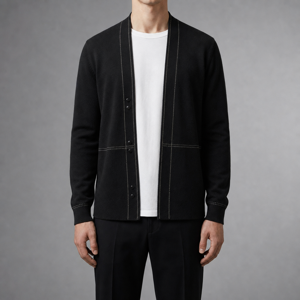 Padova Wool Knit Cardigan in Black