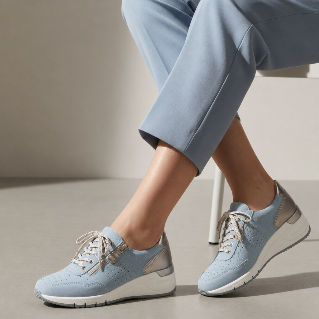 Lerici Orthopedic Wedge Sneakers in Dusty Blue