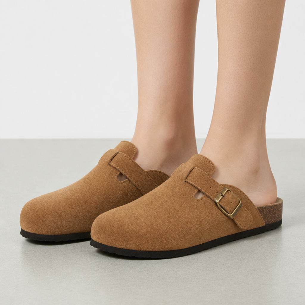 Formentor Orthopedic Suede Clogs in Brown