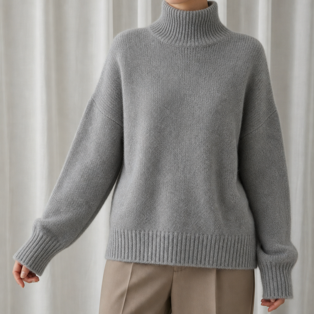 Gordes Cashmere Turtleneck Sweater in Gray