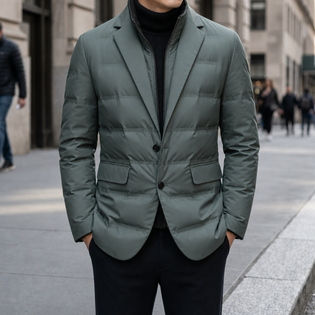 Arezzo Quilted Puffer Blazer in Sage Green
