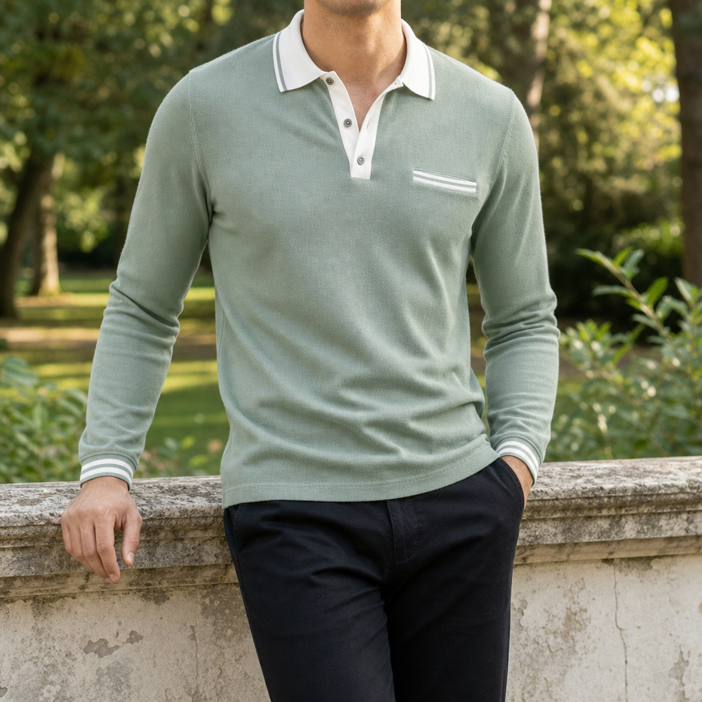 Paxos Contrast Trim Polo Shirt in Green