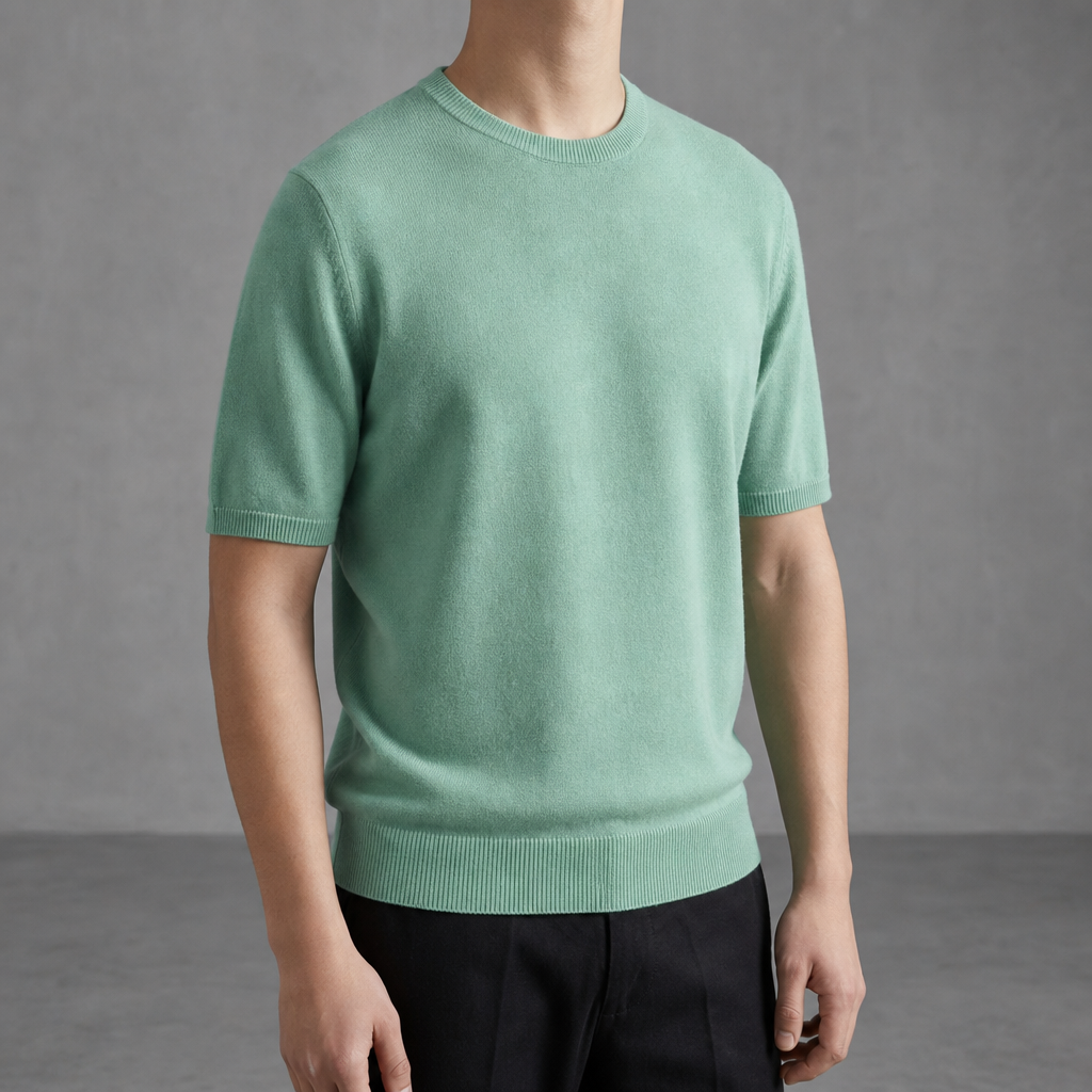 Makarska Cashmere Blend Knit Tee in Green