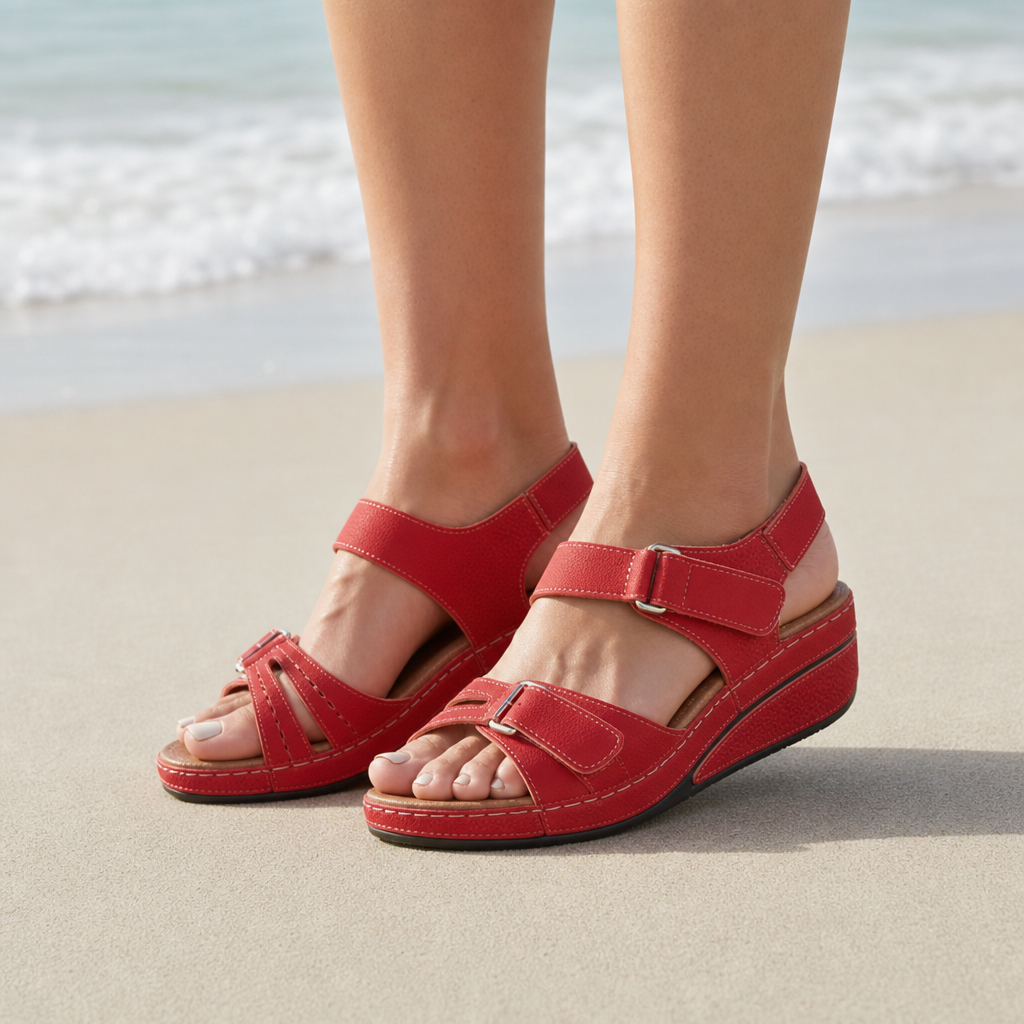 Carcassonne Orthopedic Platform Sandals in Red