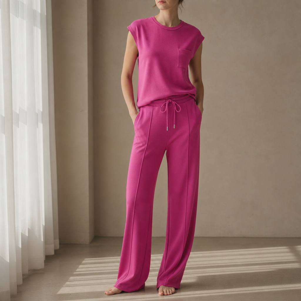 Ajaccio Sleeveless Lounge Co-Ord in Rose Pink
