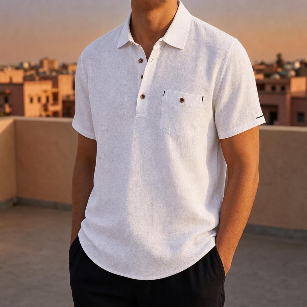Guimaraes Linen Polo Shirt in White