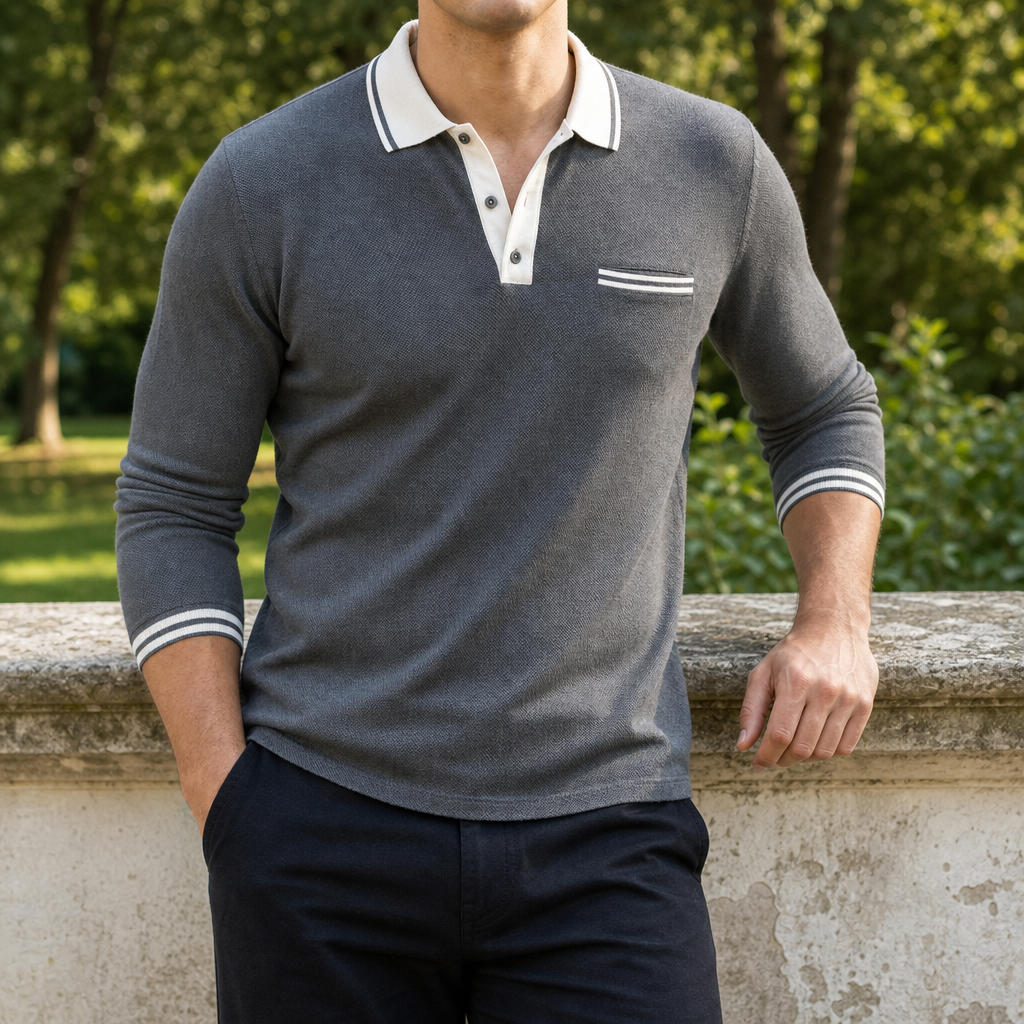Paxos Contrast Trim Polo Shirt in Gray