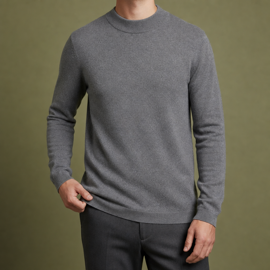 Merida Mock Neck Cashmere Sweater in Gray