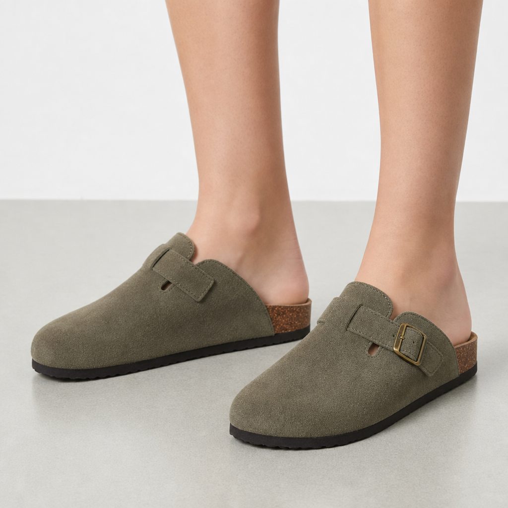 Formentor Orthopedic Suede Clogs in Sage Green