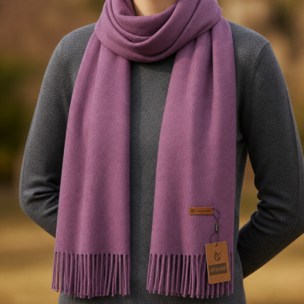 Sagres Tassel Cashmere Scarf in Purple