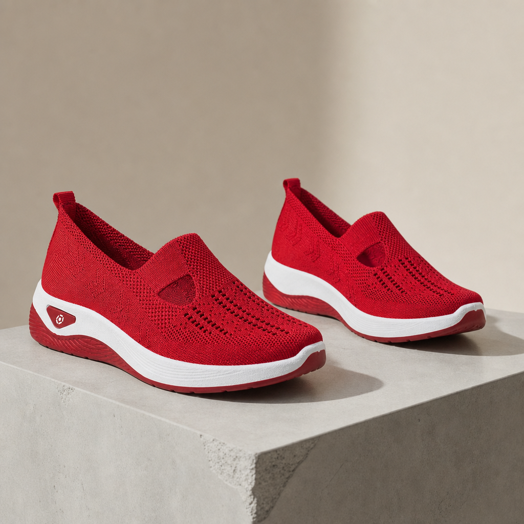 Mantova Orthopedic Knit Sneakers in Red