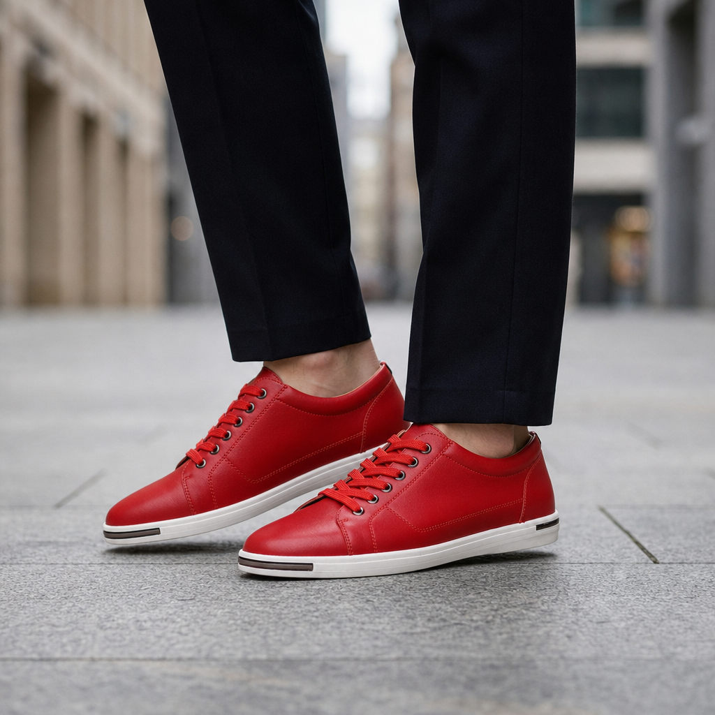 Oviedo Leather Casual Sneakers in Red