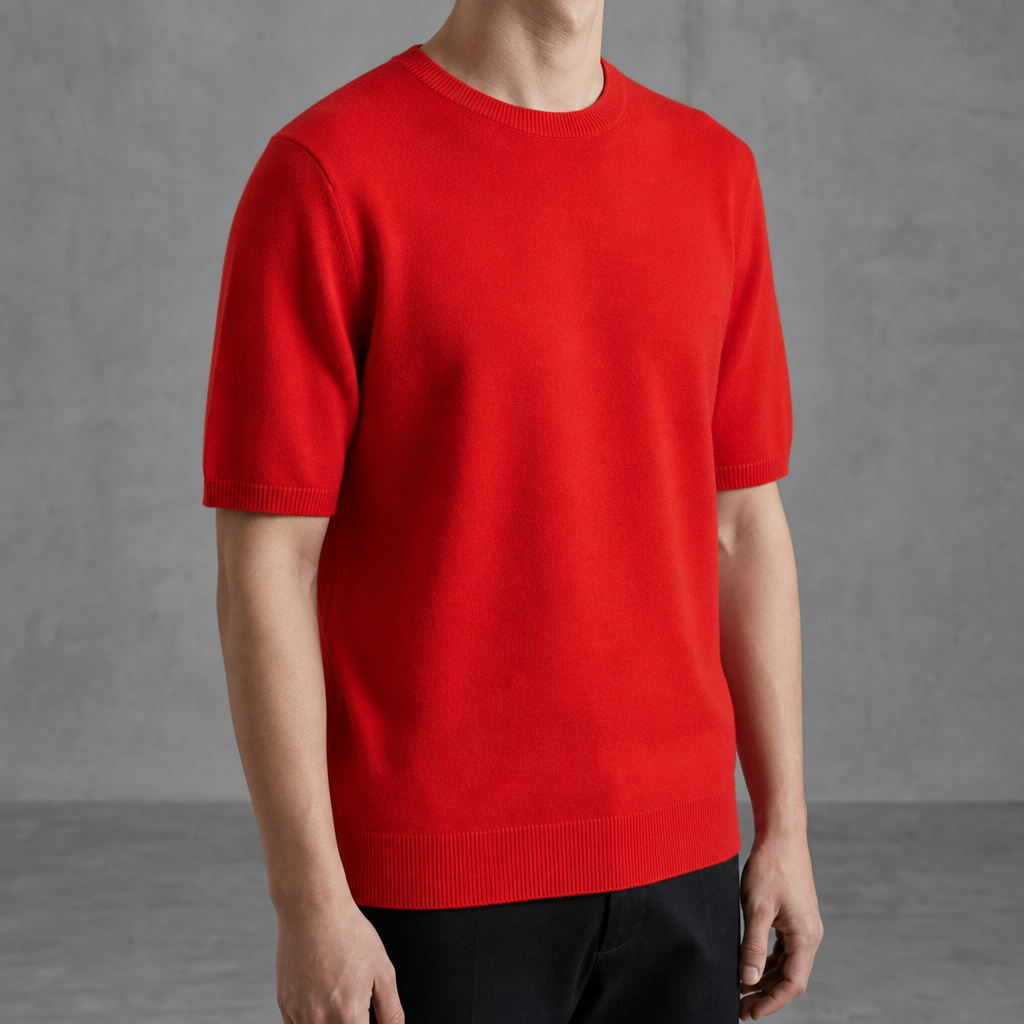 Makarska Cashmere Blend Knit Tee in Red