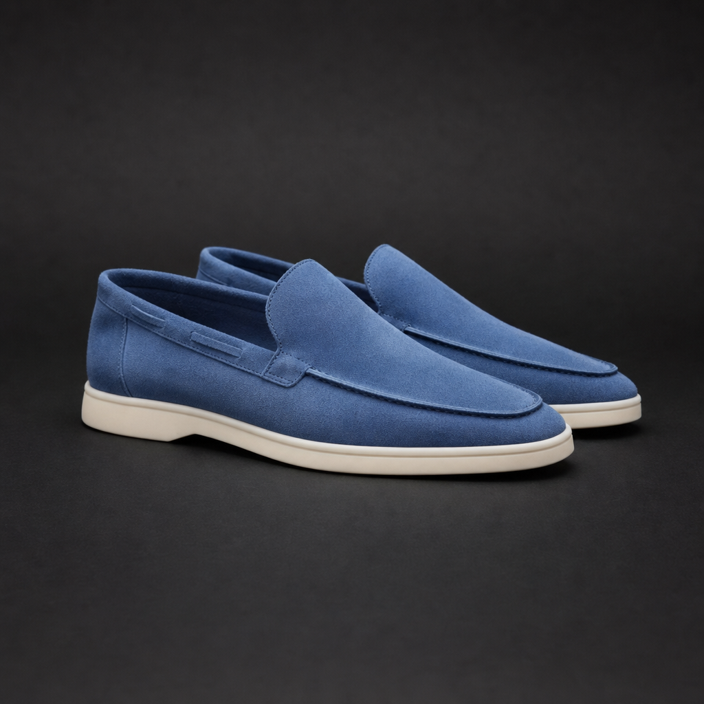Nisyros Suede Slip-On Loafers in Royal Blue