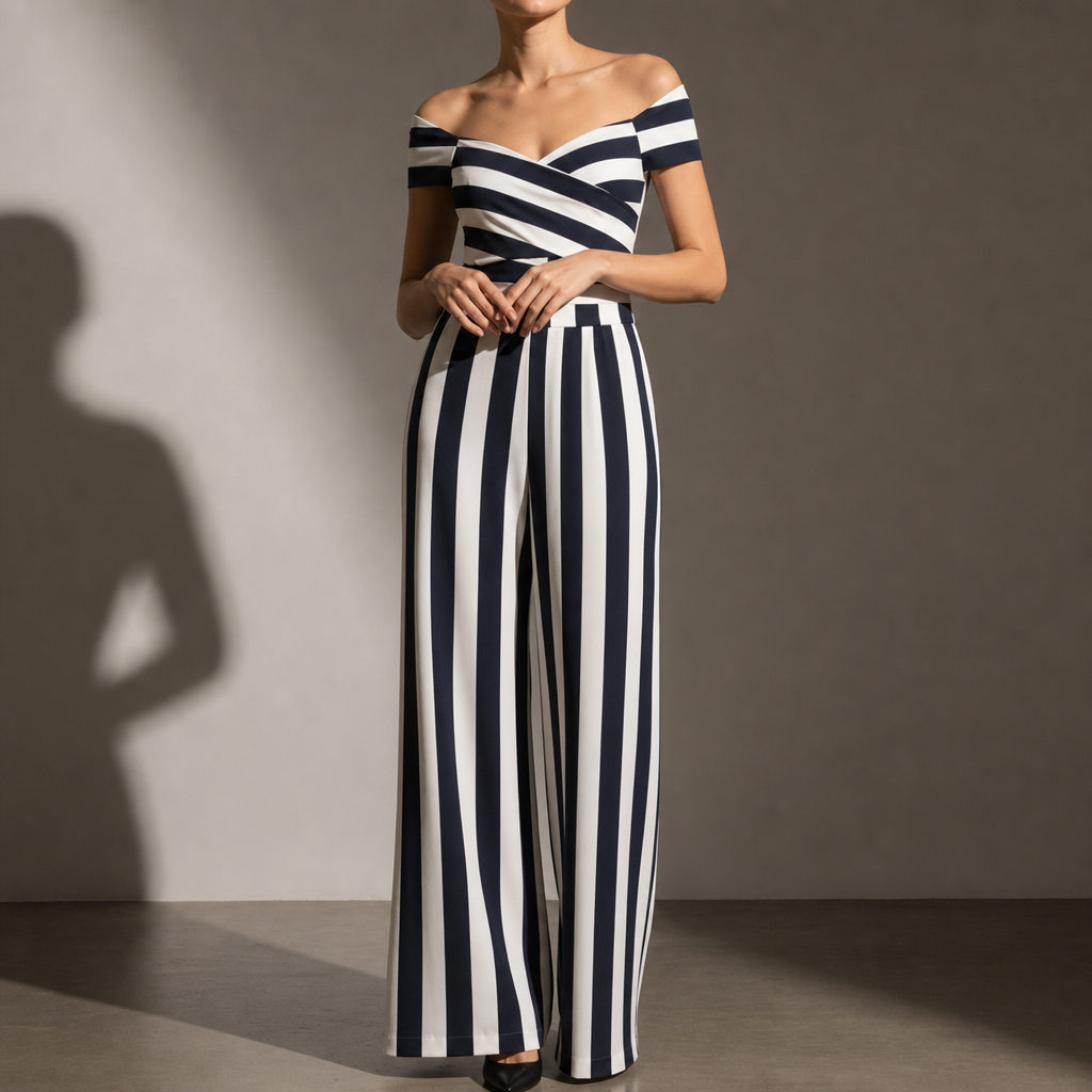 Lesvos Floral Wide-Leg Jumpsuit in Stripe