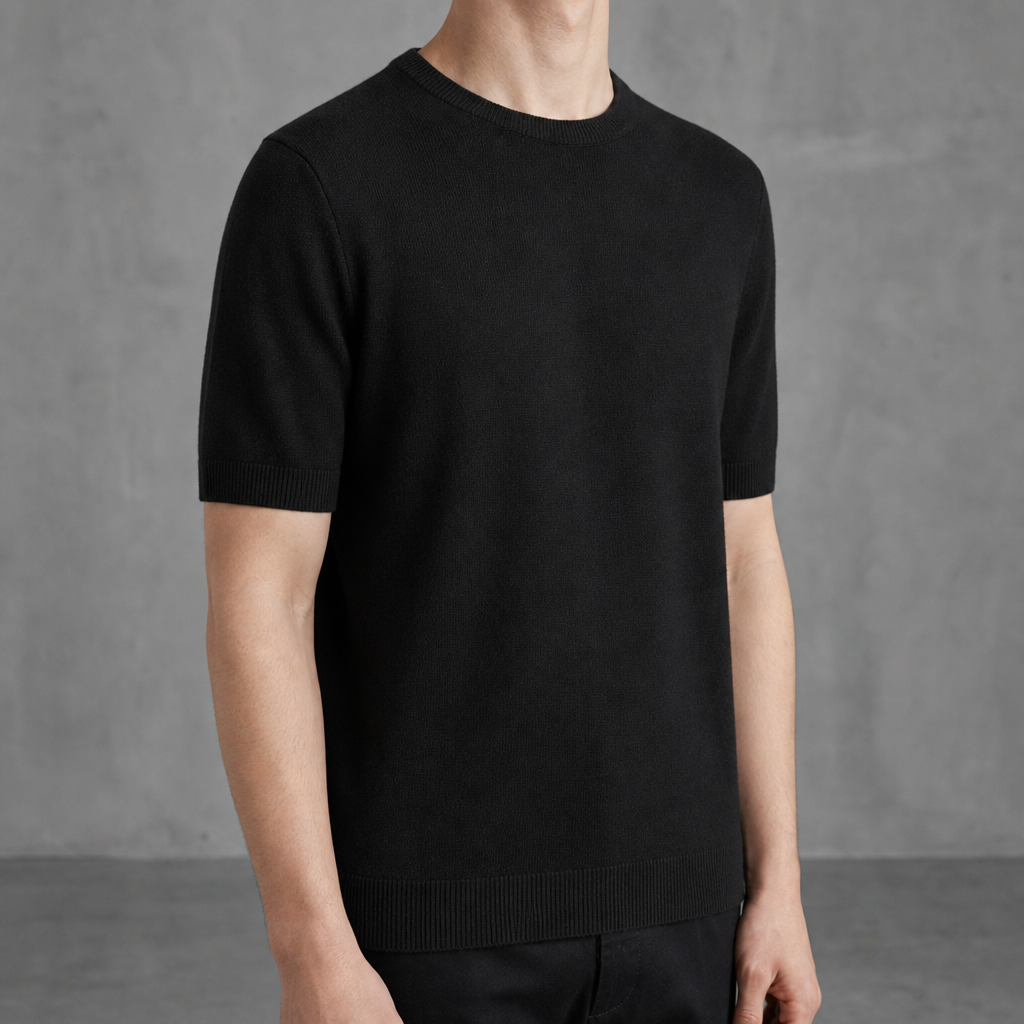 Makarska Cashmere Blend Knit Tee in Black